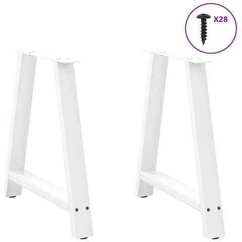 Gambe Tavolino Da Caffè A A 2pz Bianco 80x(72-73) Cm Acciaio - Foto 3