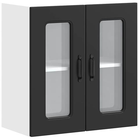 Pensile Da Cucina Con Porta In Vetro Kalmar Nero Truciolato - Foto 2