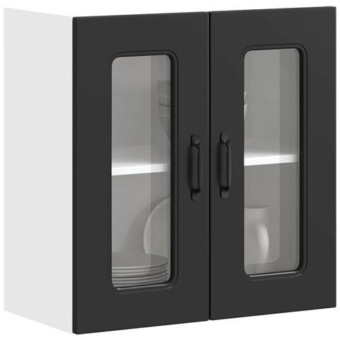 Pensile Da Cucina Con Porta In Vetro Kalmar Nero Truciolato - Foto 1