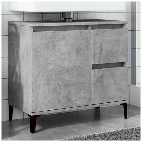Mobile Lavabo Da Bagno Grigio Rovere 65x33x60cm In Truciolato - Foto 1