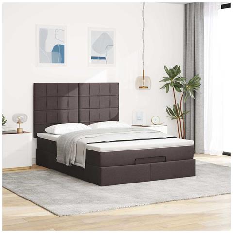 Struttura Letto Pouf Con Materasso 140x190 Cm In Tessuto - Foto 2