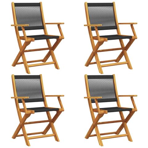 Lusso Casadino -  Sedie Da Giardino Pieghevoli 4pz Nere Legno Massello Di Acacia - Foto 1
