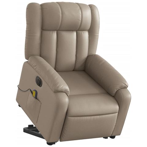 Lusso Casadino - Poltrona Alzapersona Massaggio Elettrica Cappuccino Similpelle - Foto 2