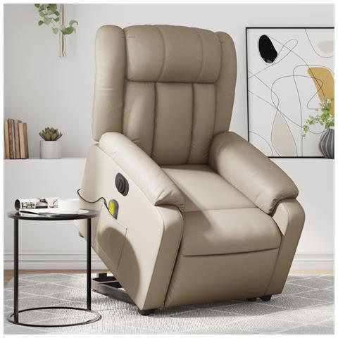 Lusso Casadino - Poltrona Alzapersona Massaggio Elettrica Cappuccino Similpelle - Foto 8