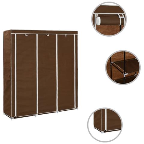 Lusso Casadino -  Armadio Con Scomparti E Aste Marrone 150x45x175 Cm In Tessuto - Foto 1