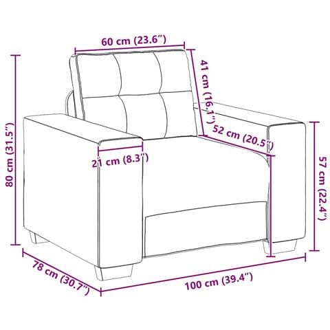 Divano Sedia Grigio Nuvola 60 cm in Tessuto - Foto 9
