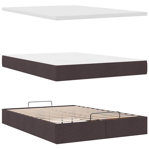 Pouf Letto con Materasso e LED Marrone Scuro 140x190 cm - Foto 9