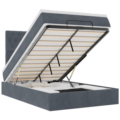 Struttura Letto Pouf con Materassi 120x200 cm Velluto - Foto 1