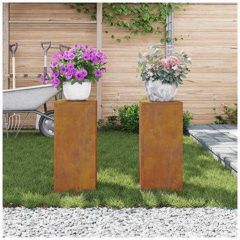 Supporti per Piante da Esterno Pillar 2 pcs 24x24x55 cm Acciaio Resistente - Foto 2