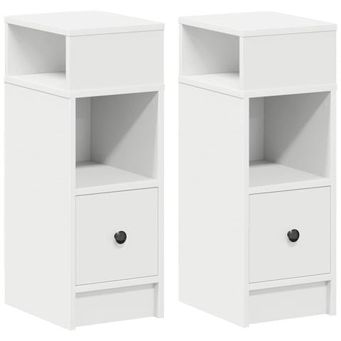 Comodini 2 pz con Cassetto Bianchi 25x31x66 cm - Foto 1
