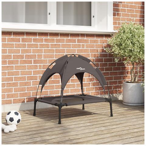 Letto Alto per Cani con Copertura Rimovibile Marrone S Acciaio - Foto 2