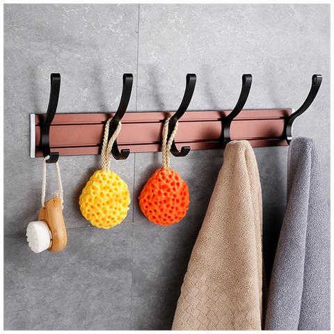 Appendiabiti Da Porta - Ganci Mobili In Lega Di Alluminio Per Bagno, Camera Da Letto, Cucina Black+brown - Foto 2