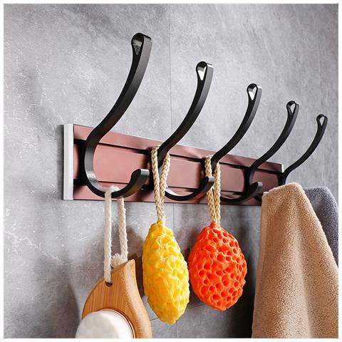 Appendiabiti Da Porta - Ganci Mobili In Lega Di Alluminio Per Bagno, Camera Da Letto, Cucina Black+brown - Foto 4