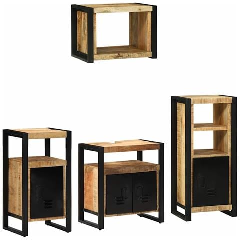 Set di mobili per il bagno 4 pcs Legno di mango massello - Foto 1