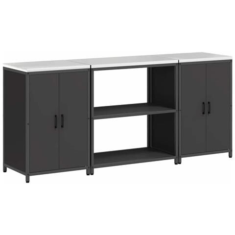 Set di Stoccaggio per Cucina 3 pcs Nero 210 x 50 x 92 cm - Foto 1