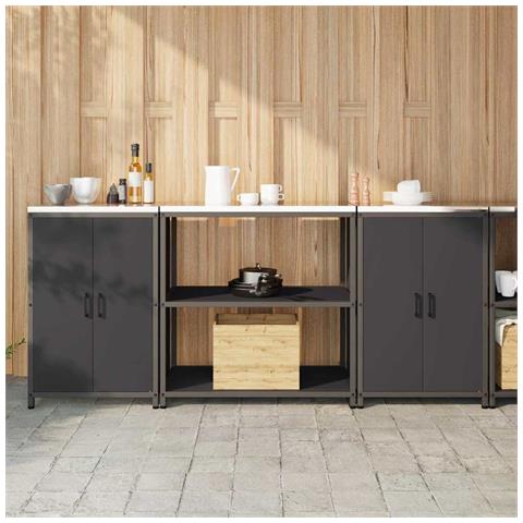 Set di Stoccaggio per Cucina 3 pcs Nero 210 x 50 x 92 cm - Foto 2
