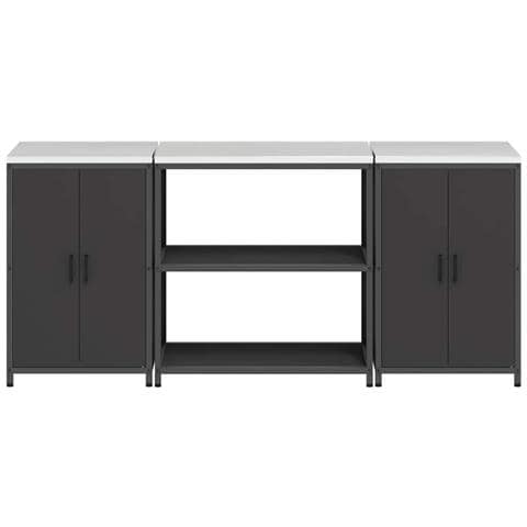 Set di Stoccaggio per Cucina 3 pcs Nero 210 x 50 x 92 cm - Foto 8