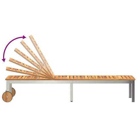 Lettino da sole 1-persona Marrone Legno massello di acacia - Foto 9