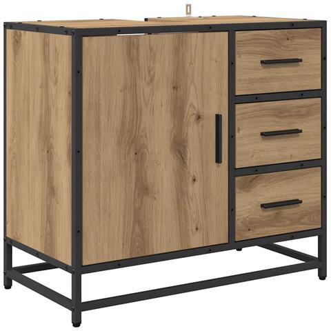 Armadio per Lavabo da Bagno rovere artigianale 65 x 33 x 60 cm - Foto 1