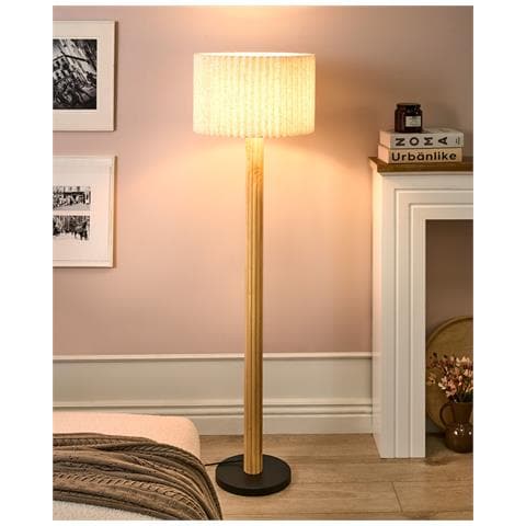 Lampada Da Pavimento Belessa Lino Beige Chiaro - Foto 1