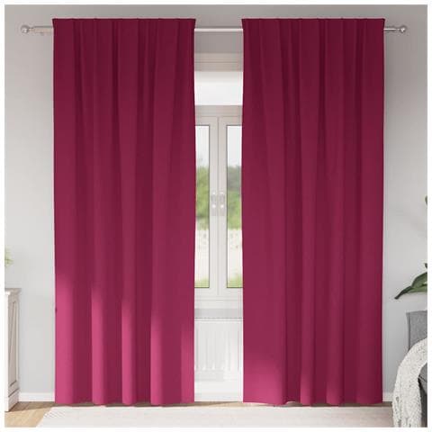 Tende con tende 2 pcs Rosso Vino Poliestere - Foto 2