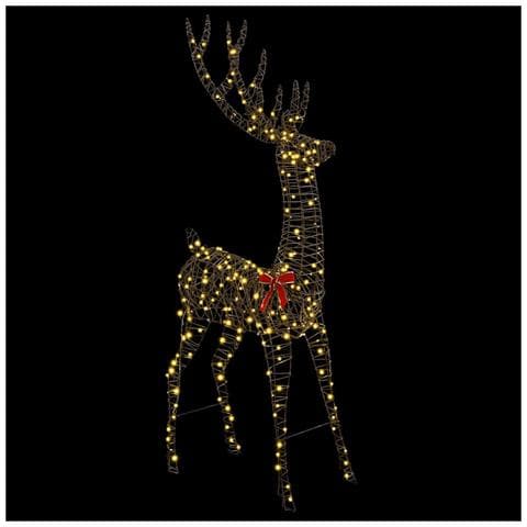 Renna 3D con 250 LED Bianco caldo 180 cm Rattan - Foto 2