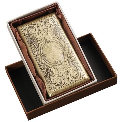 Portasigarette Vintage In Bronzo Con Clip A Molla E Motivo Floreale - Contiene 20 Sigarette Slim O 12 Normali - Foto 1