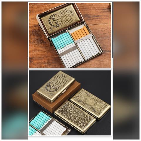 Portasigarette Vintage In Bronzo Con Clip A Molla E Motivo Floreale - Contiene 20 Sigarette Slim O 12 Normali - Foto 6