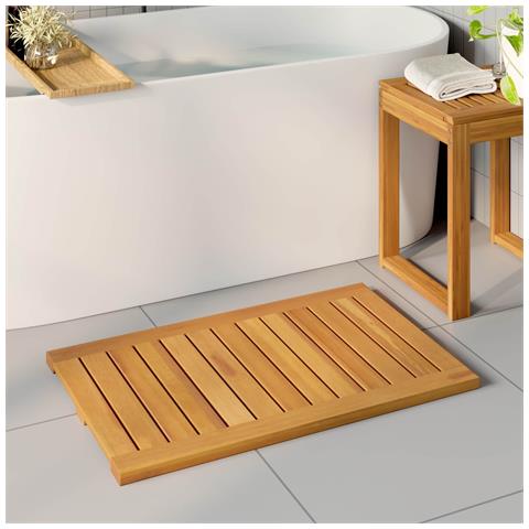 Tappeto da bagno Tinta unita Marrone 80 x 50 cm legno - Foto 2