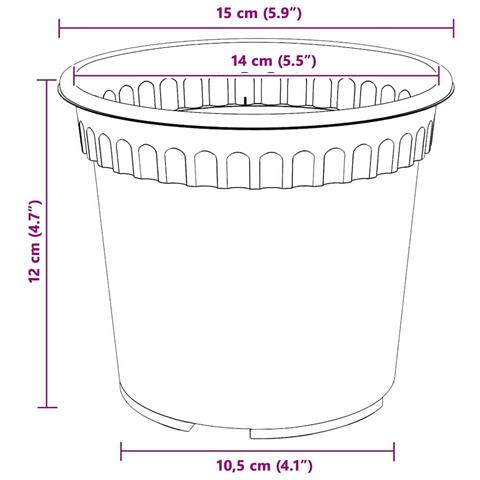 Vaso Rotondo per Fiori 6 pcs Nero Ø 15 x 12 cm Plastica - Foto 9