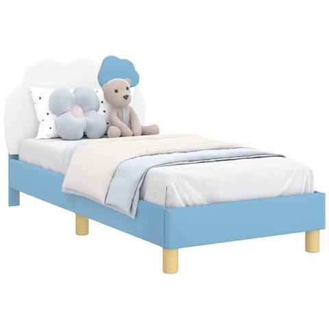 Struttura letto bambini con testata Blu 80 x 160 cm PU - Foto 1