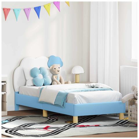 Struttura letto bambini con testata Blu 80 x 160 cm PU - Foto 2