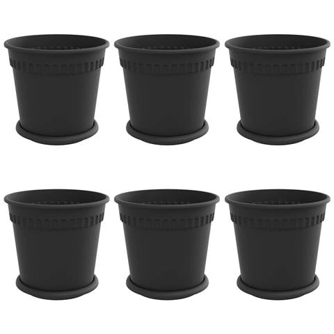 Vasi per Piante 6 pcs Nero Ø 19 x 16 cm Plastica - Foto 1