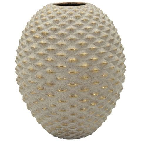 Vaso Pepipas Ball Grande In Ceramica Grigia Con Accenti Oro - Foto 1
