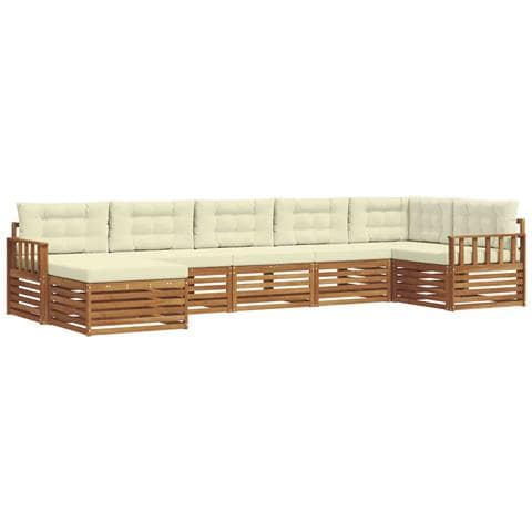 Set divani 7 pcs Naturale e Crema Legno di Acacia Massello - Foto 1