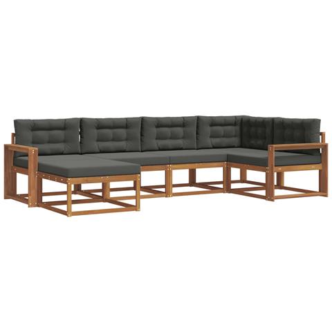 Set di divani da esterno con cuscino 6 pcs Naturale e Antracite - Foto 1
