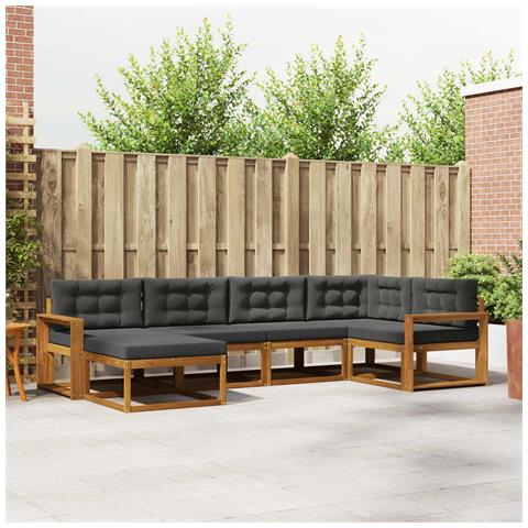 Set di divani da esterno con cuscino 6 pcs Naturale e Antracite - Foto 2