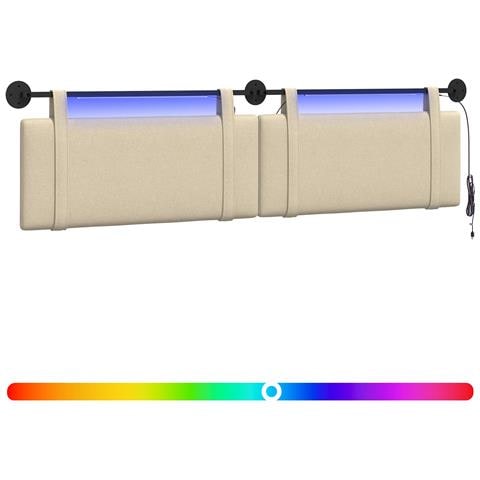 Testiera sospesa Con luce LED Crema Tessuto - Foto 1