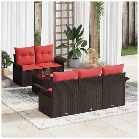 Set Divano da Giardino 6 pcs Beige e Rosso polyrattan - Foto 2