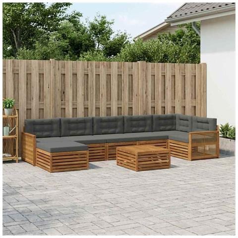 Set di divani da esterno 8 pcs Naturale e Antracite - Foto 2