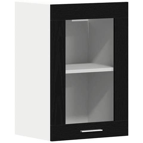 Mobile pensile in vetro rovere Nero 40x31x60 cm in Legno Multistrato - Foto 1