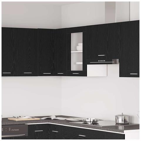Mobile pensile in vetro rovere Nero 40x31x60 cm in Legno Multistrato - Foto 2