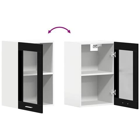 Mobile pensile in vetro rovere Nero 40x31x60 cm in Legno Multistrato - Foto 9