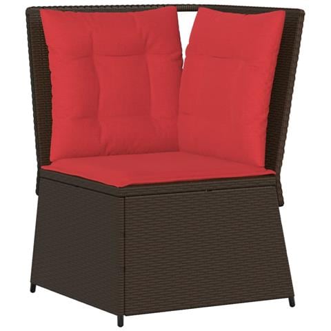 Divano angolare da giardino con Cuscini in Polyrattan Marrone - Foto 1