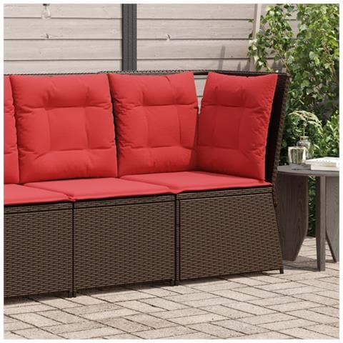 Divano angolare da giardino con Cuscini in Polyrattan Marrone - Foto 2