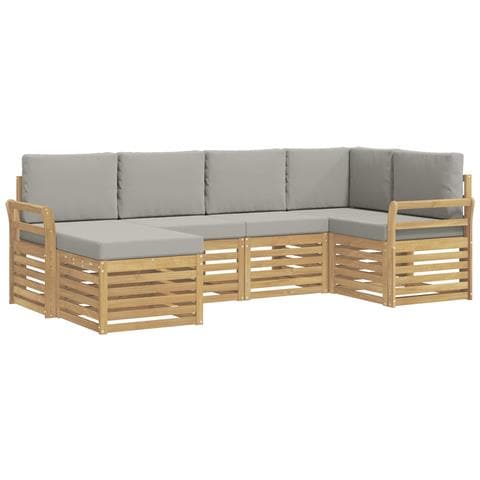 Set di divani da esterno 6 pcs Bianco e Grigio Chiaro - Foto 1