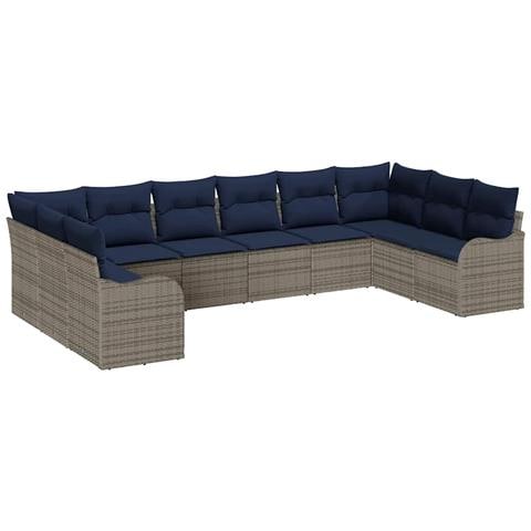 Set di divani 10 pz Grigio Poliestere - Foto 1