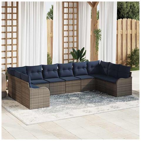 Set di divani 10 pz Grigio Poliestere - Foto 9