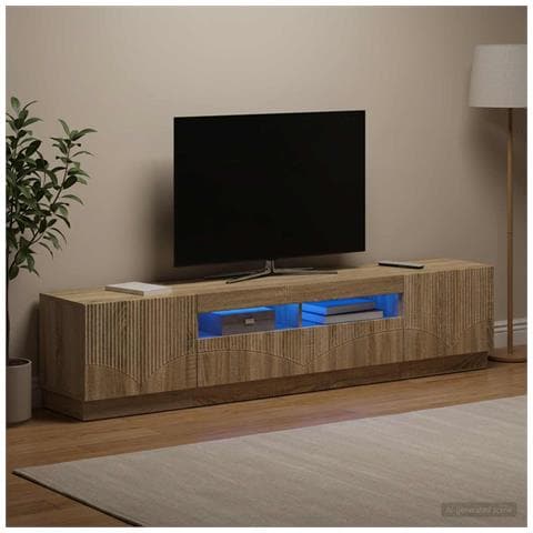 Mobile TV LED a 5 pezzi Rovere Sonoma Legno ingegnerizzato - Foto 2