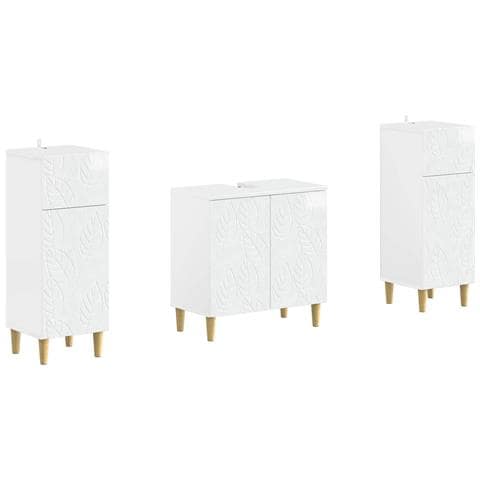 Set di Armadi da Bagno da 2 Pezzi DELFT Bianco Lucido - Foto 1